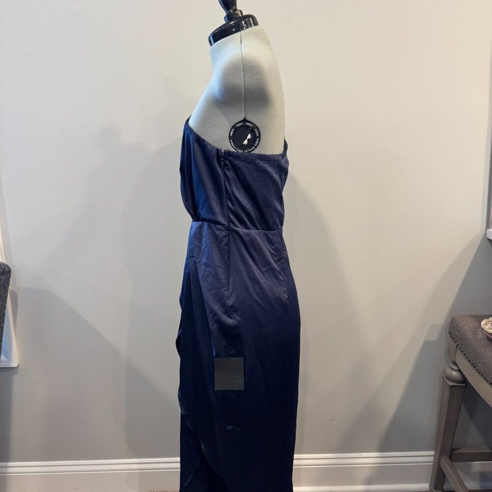 Law Of Attraction Navy Blue One-shoulder Asymmetrical Midi Dress - large NWT - Picture 7 of 10